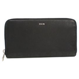 Portafoglio lungo Christian Dior in pelle di vitello nera