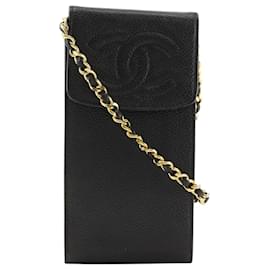 Chanel Black Grained Calfskin Chain Pochette Shoulder Bag