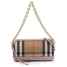 Sac Satchel Convertible Abingdon Burberry en toile House Check marron