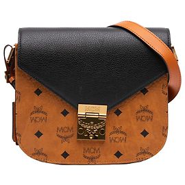 MCM Brown Small Visetos Coated Canvas and Calfskin Patricia Crossbody