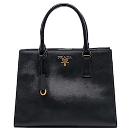 Prada Borsa Tote Convertibile Aperta Medium Saffiano Lux Nera