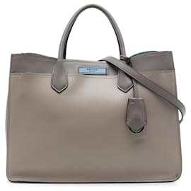 Borsa Satchel Prada City Calf Etiquette Grigia