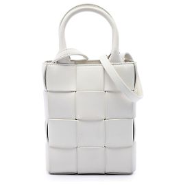 Bottega Veneta Tote Mini Maxi Intrecciato Nappa North South Cassette Bianca