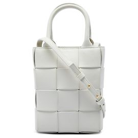 Bottega Veneta Bolso Tote Mini Maxi Nappa Intrecciato North South Cassette Blanco