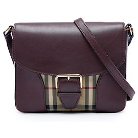 Burberry Red Small Haymarket Check Nylon and Leather Dickens Crossbody
