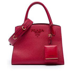 Prada Borsa Top Handle Monochrome in pelle Saffiano rossa Small