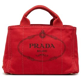 Borsa Tote Prada Red Small Canvas Canapa Logo