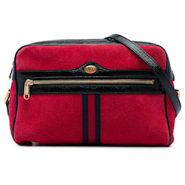 Borsa a tracolla Gucci Ophidia in camoscio rosso con Web