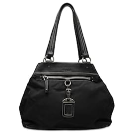 Prada Tessuto Tote mit Vitello-Besatz in Schwarz