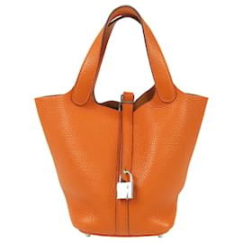 Hermès Orange Clemence Picotin Lock 18