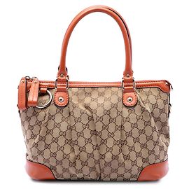 Borsa Satchel Gucci Beige GG Canvas Sukey