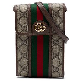Gucci Mini Borsa a Tracolla Ophidia Web in GG Supreme Beige