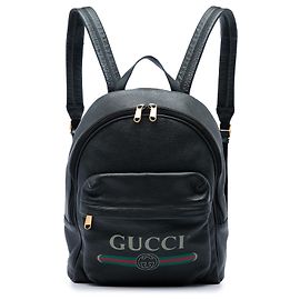Gucci Rucksack aus schwarzem Leder mit Logo