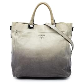 Borsa Tote Prada in vitello Ombre Glace Beige
