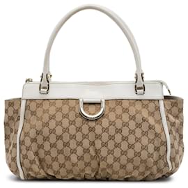 Borsa Tote Gucci Abbey D Ring in tela GG beige