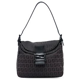 Fendi Brown Zucchino Canvas Double Flap Mamma