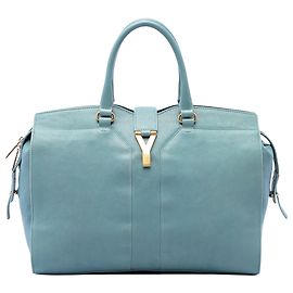 Saint Laurent Cabas Chyc Satchel em couro azul Large