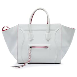 Céline Celine Bolso Tote Phantom Luggage de piel blanco Medium
