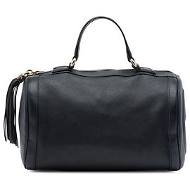 Gucci Soho Boston Tasche Medium aus schwarzem genarbtem Kalbsleder
