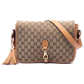 Borsa a tracolla Gucci Marrakech in tela GG beige