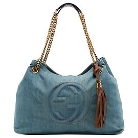 Borsa Tote Soho Chain Gucci in denim blu taglia Medium