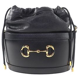 Borsa a secchiello Gucci Horsebit 1955 in pelle di vitello nera