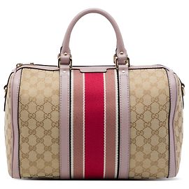 Gucci Beige Medium GG Canvas Web Joy Boston Bag