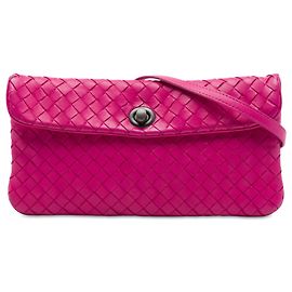 Bottega Veneta Mini Borsa a Tracolla in Nappa Intrecciato Rosa con Chiusura a Svolta