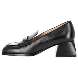 Décolleté Nodaleto con punta quadrata in pelle nera