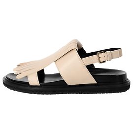 Marni Sandalen mit Fußbett und Fransen aus Ivory Leder