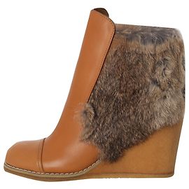 Stivaletti con zeppa e bordo in pelliccia See by Chloé in pelle marrone