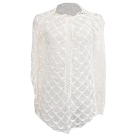 Isabel Marant Langarmshirt aus bestickter Spitze in weißer Baumwolle
