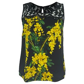 Canotta Dolce & Gabbana in viscosa multicolore con stampa floreale e dettagli in pizzo