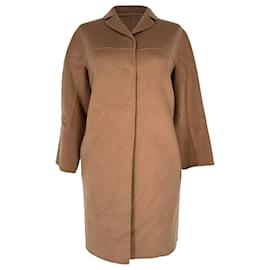 Abrigo de botonadura sencilla 'S Max Mara en lana marrón