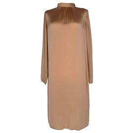 Abito midi a collo alto Chloé in seta beige