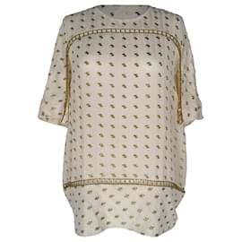 Blusa de manga corta texturizada Chloé en seda crema