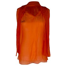 Dolce & Gabbana Blusa D&G con cuello en V en chifón naranja