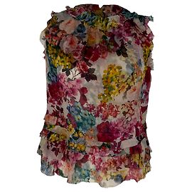 Dolce & Gabbana Blusa de seda multicolorida con volantes y estampado floral Dolce Gabbana