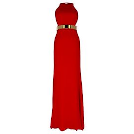 Stella Mc Cartney Vestido maxi halterneck con cinturón Stella Mccartney en rayón rojo