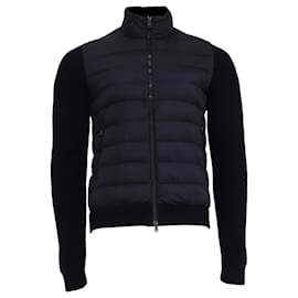 Moncler Strickpullover mit Stepp-Einsätzen aus Polyamid in Navy Blue
