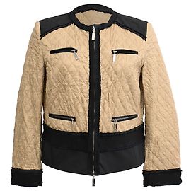 Chaqueta acolchada con cremallera Moncler con múltiples bolsillos en poliamida beige