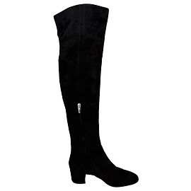 Botas altas de puntera almendrada Gianvito Rossi en ante negro