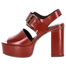 See by Chloé Block Heels mit Schnallenriemen aus rotem Leder