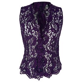 Top de encaje sin mangas con cuello en V Dolce & Gabbana en viscosa violeta