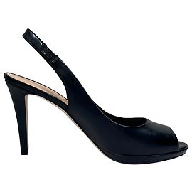 Décolleté slingback peep-toe Sergio Rossi in pelle nera