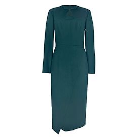 Vestido midi de manga larga Roland Mouret en lana verde