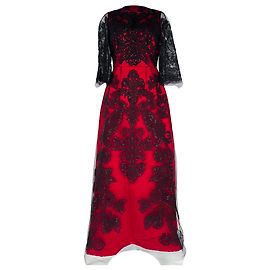 Dolce & Gabbana Kleid mit Spitzenakzenten aus Polyamid in Schwarz und Rot