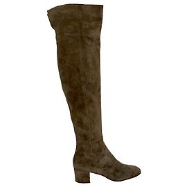 Botas altas de punta almendrada Gianvito Rossi en ante marrón