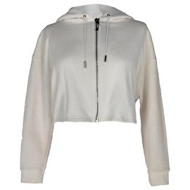 Sudadera corta con cremallera Saint Laurent en algodón blanco