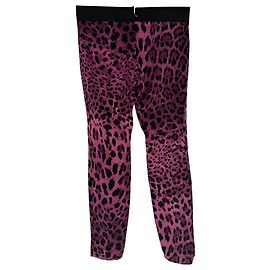 Pantalones Dolce & Gabbana con estampado de leopardo en seda púrpura
